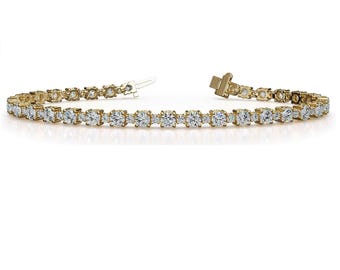 9 Ct Lab-Grown Diamond Tennis Bracelet – 14K Gold, Round Brilliant Cut