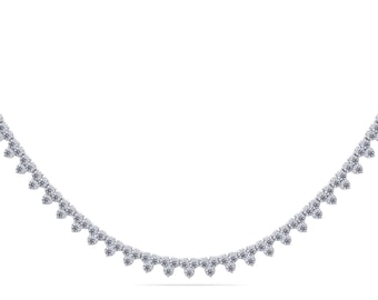 12 Ct Moissanite Tennis Necklace - 14K Gold Bridal Wedding Jewelry Gift