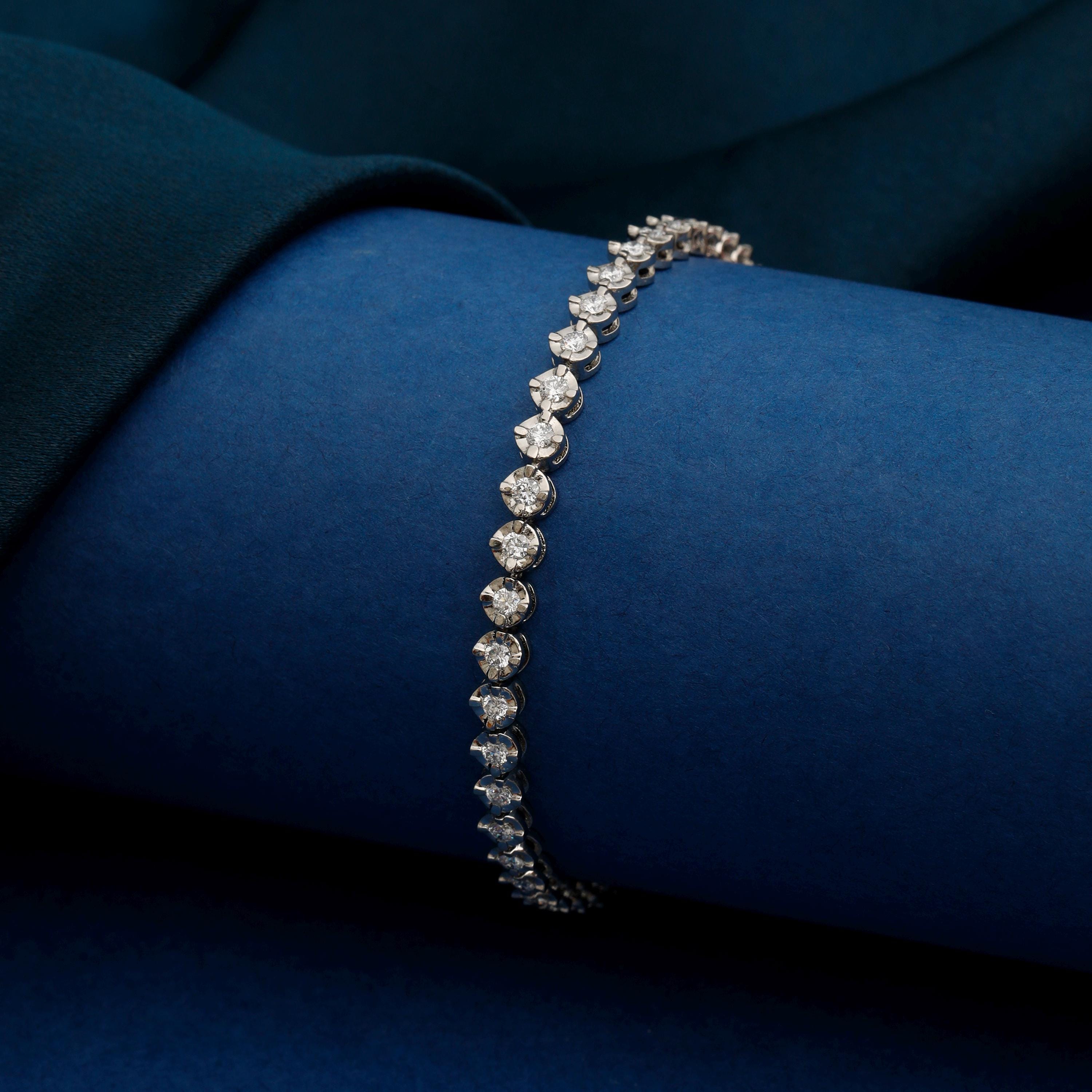 2 Ct Round Moissanite Tennis Bracelet - 14K Gold Bridal Jewelry