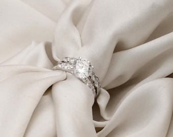 2 Ct Round Cut Lab Grown Diamond Engagement Ring, Wedding Bridal Set, 14K Gold