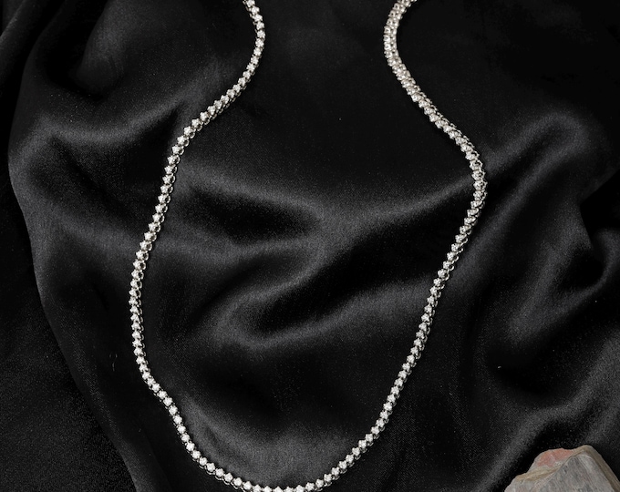 3 Carat Lab Grown Diamond Tennis Necklace | 14K Gold, 3-Prong