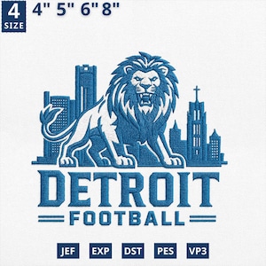 Detroit Football Embroidery Design, Football City Silhouette Embroidery File, Football Mascot Design, Gameday Football, Instant Download