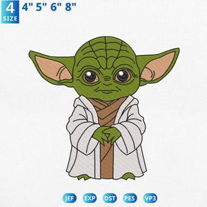 Wise Alien Embroidery Design, Cute Green Creature File for Embroidery Machine, Galaxy Master Embroidery File, Instant Download PES DST
