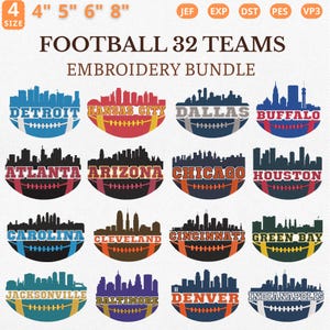 American Football 32 Mannschaften Stickdateien, Football Stickdatei, Spieltag Fußball Stickdatei, Instant Download