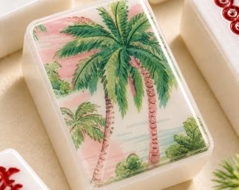 Palm Beach Mahjong Tiles Set | Set of 1.4"x1.0"x0.6" Luxury Tropical American Mahjong Tiles, Luxe Mahjong Tiles Gift | 166 Pieces