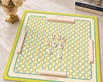 Lebendige Cane Waeves Mahjong-Matte, Rattan-Bambusgitter, Mahjong-Spielzubehör, Preppy-Neopren-Tischschutzabdeckung, SCHIFFE GEROLLT