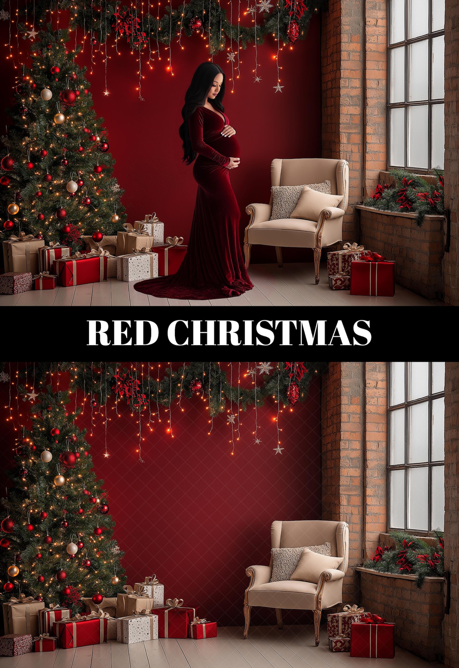 60 Red Christmas Digital Backdrops Holiday Christmas Background ...