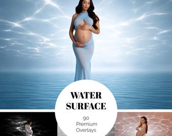 90 Water Surface Reflection Mylar Overlays, Maternity Photoshop Overlays, Reflective Water Effect, Composite JPG Download