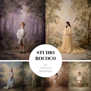 50 Rococo Digital Backdrops, Old Master Backgrounds, Painterly Portrait Textures, Fine Art Studio Backdrops JPG
