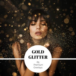65 GOLD GLITTER Digital Overlays Glitter Dust Overlay Blowing Gold Glitter Bokeh Photoshop Backdrops  Bokeh Effect Glitter for Photoshop JPG