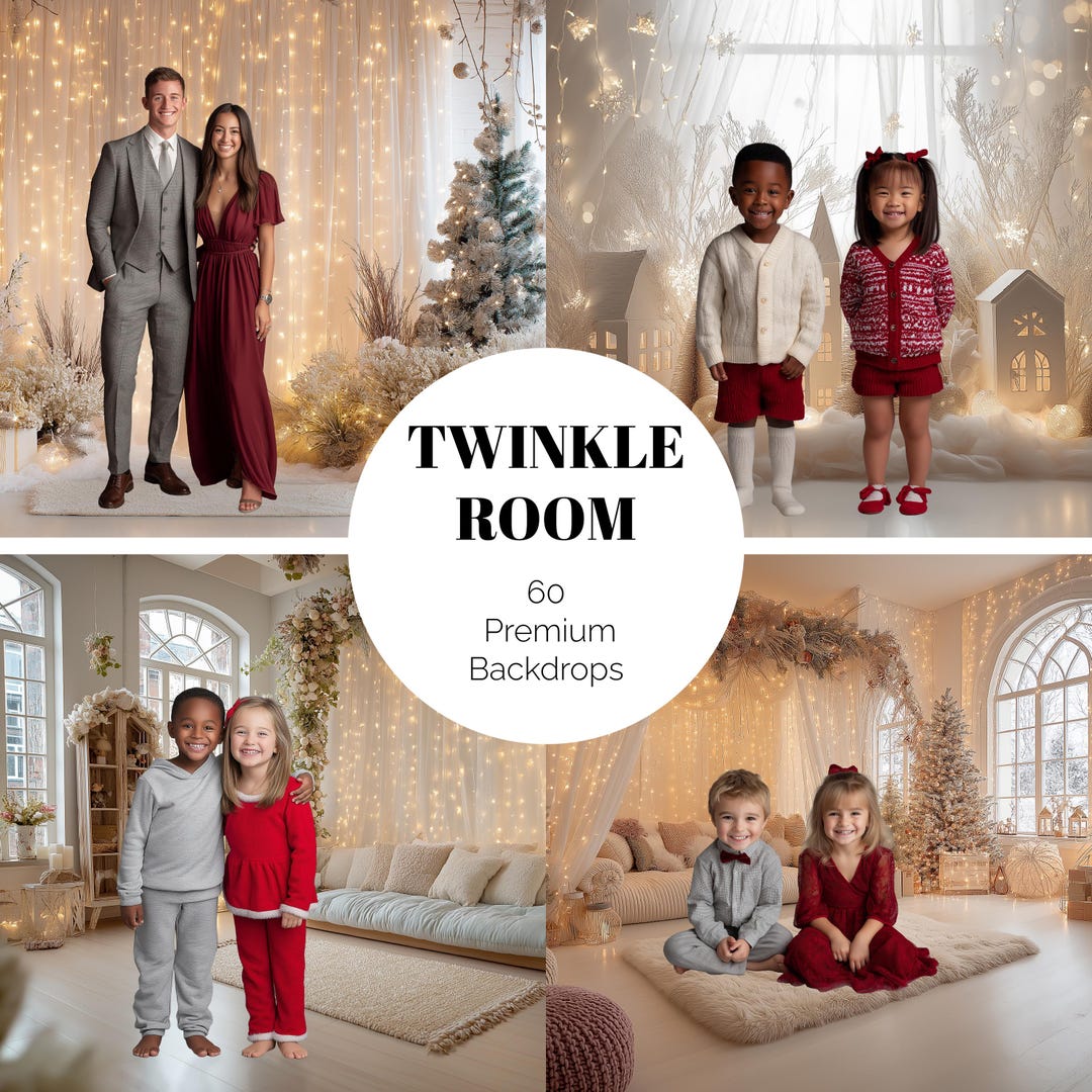 60 Beige Christmas Digital Backdrops Winter Room Studio Digital ...