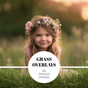 60 Grass Photo Overlays, Green Summer Backdrops (PNG)