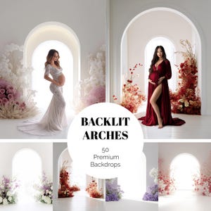 50 WHITE ARCHES Set Digital Backdrops White Floral Arches Maternety Backlight Background Studio Backdrop Overlays Fine Art Textures JPG