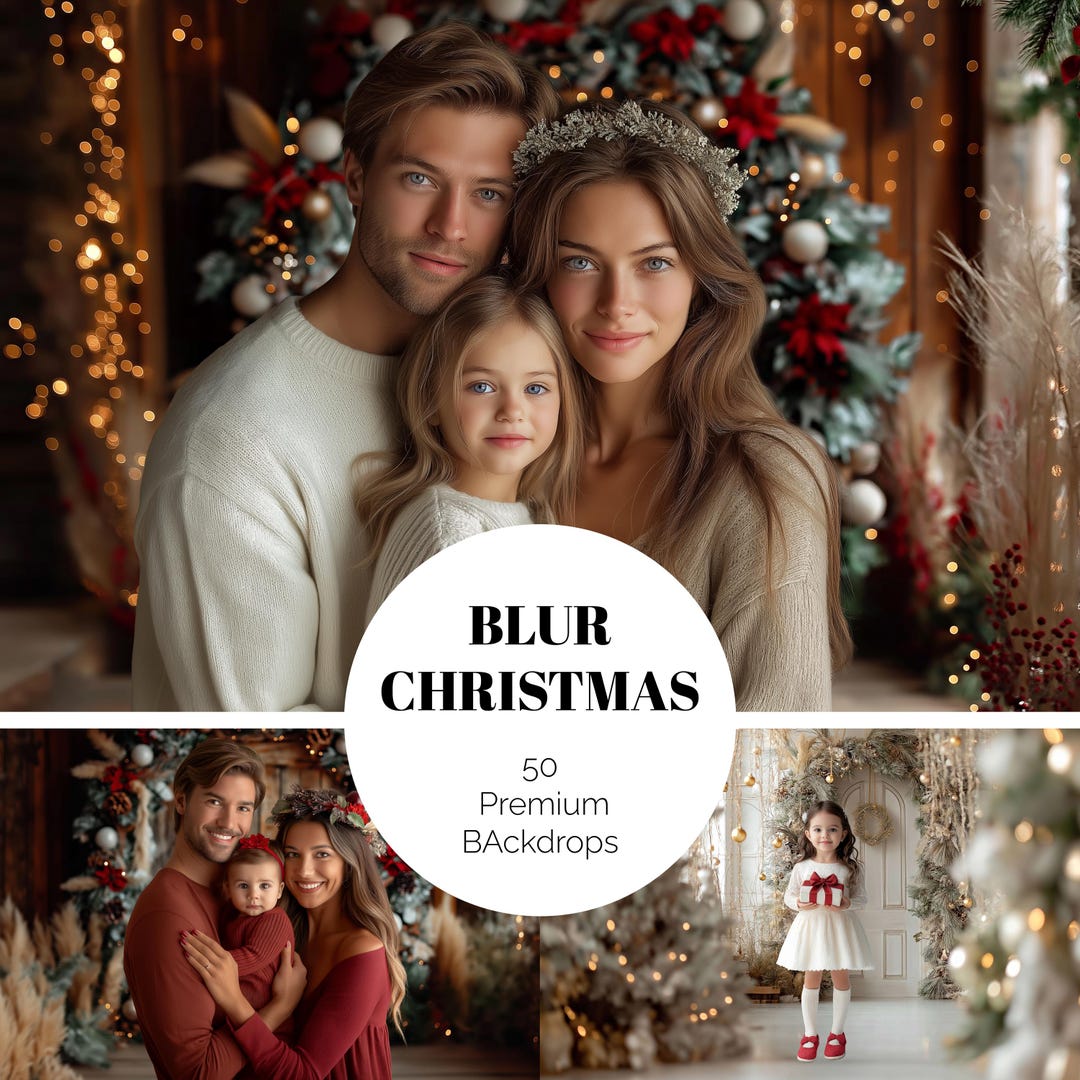 50 Christmas Blur Backdrops Holiday Digital Backdrops Cozy Room Family ...