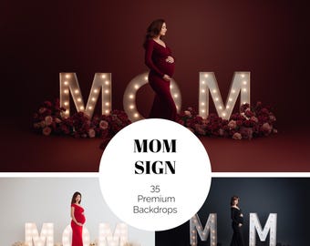 35 Floral MOM Digital Backdrops – White Glow Maternity Studio, Giant Fine Art JPG Set
