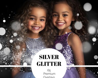 65 SILVER GLITTER Digital Overlays Glitter Dust Overlay Blowing Silver Glitter Bokeh Photoshop Backdrops  Bokeh Effect Glitter for Photoshop