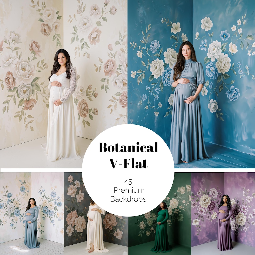 Vflat Backdrops 45 Botanical V-flat Digital Backdrops, Floral Corner Canvas Wall ...