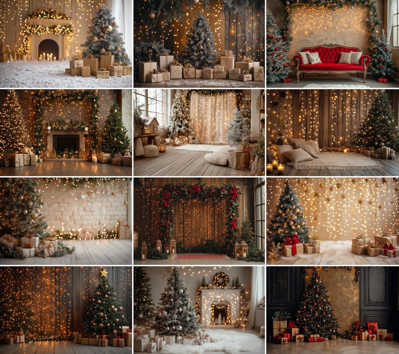 60 Beige Christmas Digital Backdrops Holiday Christmas Background ...