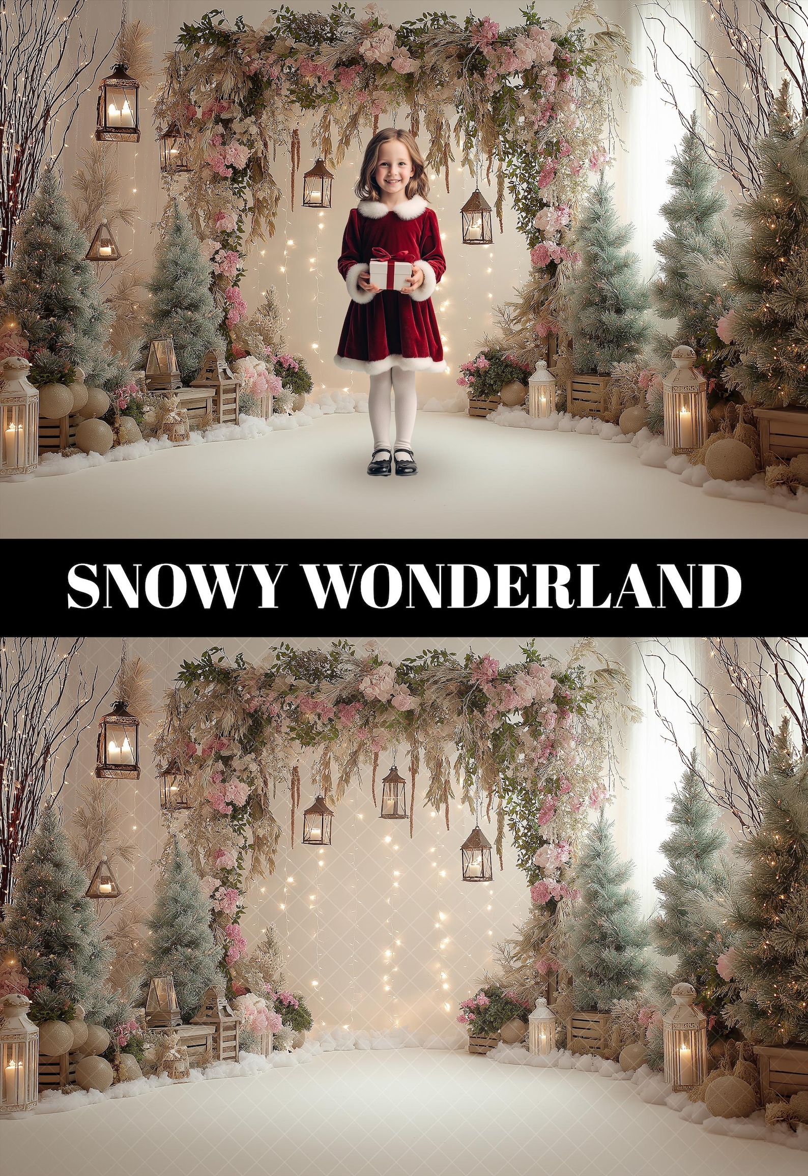 30 Snowy Christmas Digital Backdrops Holiday Arch Winter Background ...