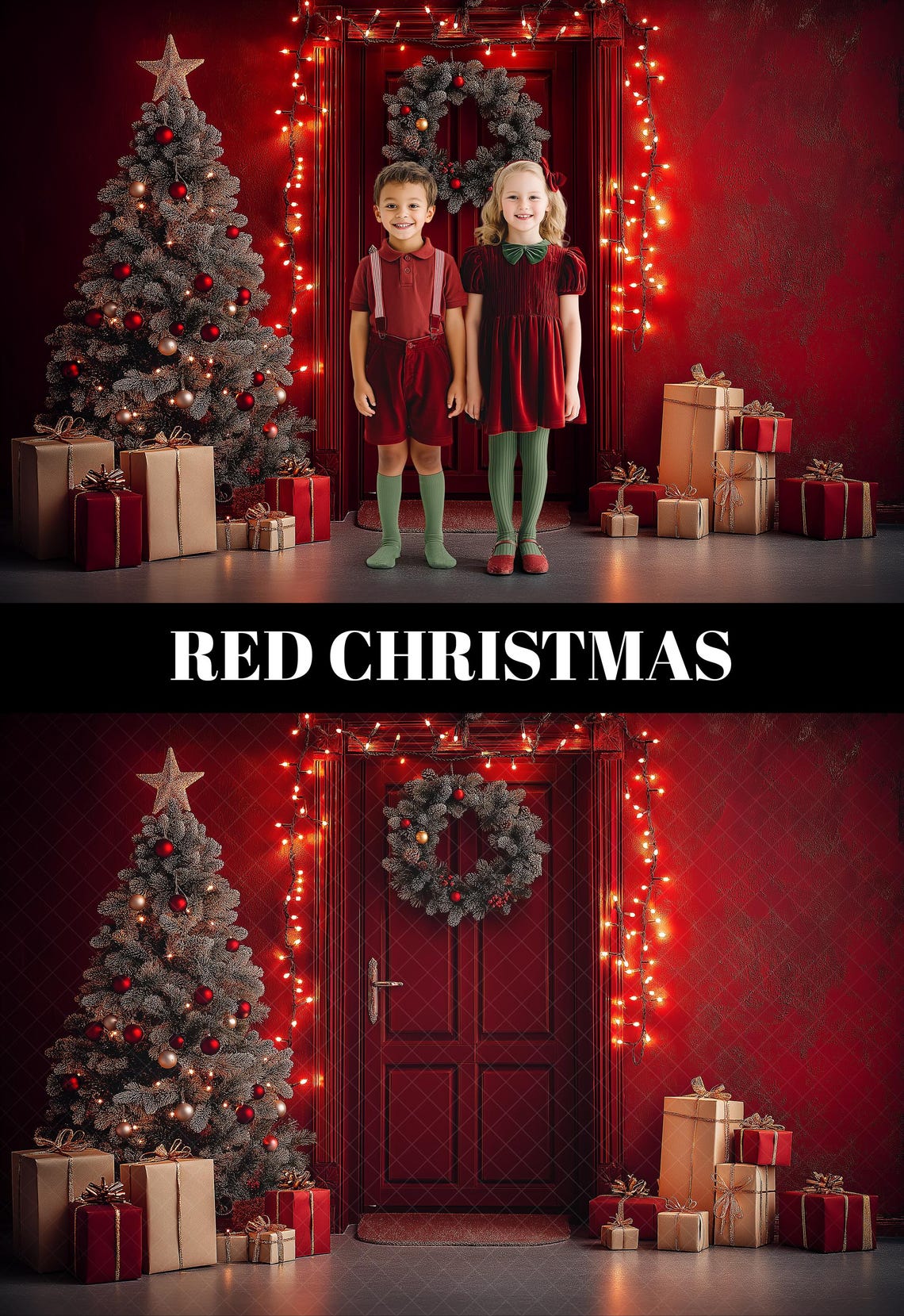 60 Red Christmas Digital Backdrops Holiday Christmas Background ...