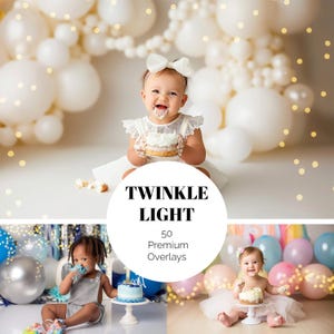 50 TWINKLE LIGHT Overlays Cake Smash Bokeh Realistic Newborn Twinkle Light Overlays Fairy Lights for Photoshop Christmas Light Overlays PNG
