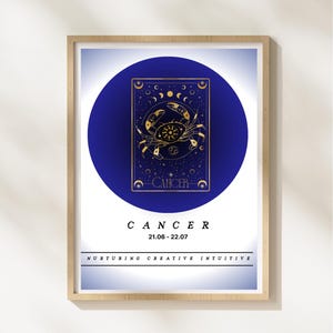 Cancer Zodiac Wall Art – Printable Cancer Poster – Astrology Digital Download – Cancer Sign Decor – Water Sign Print – Horoscope Gift