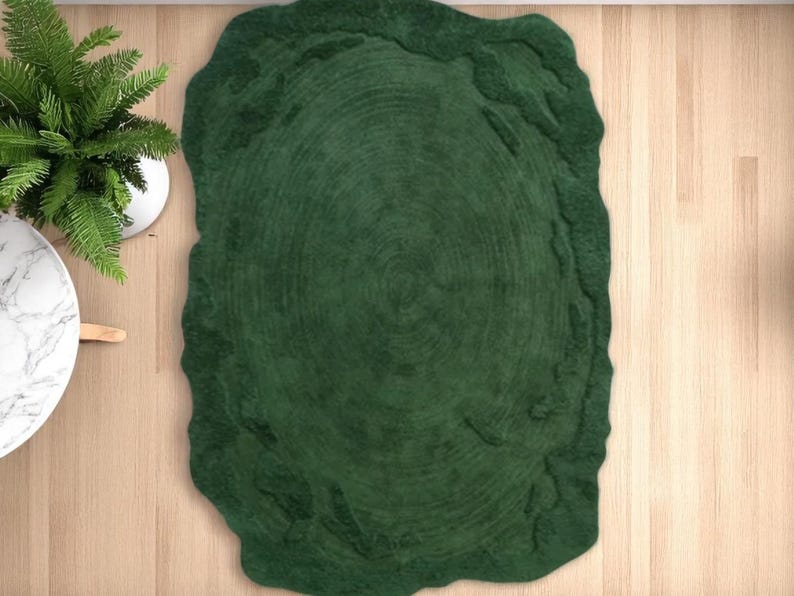 Dark Green Wool Moss Rug: Tufted Fluffy Area Rug - Etsy