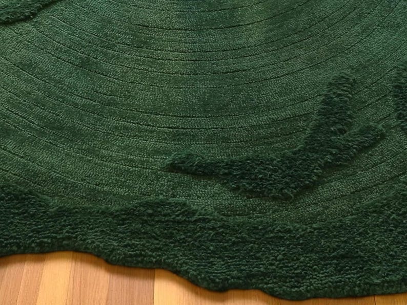 Dark Green Wool Moss Rug: Tufted Fluffy Area Rug - Etsy