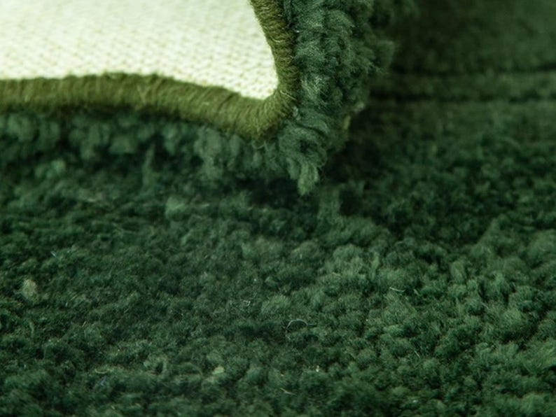 Dark Green Wool Moss Rug: Tufted Fluffy Area Rug - Etsy