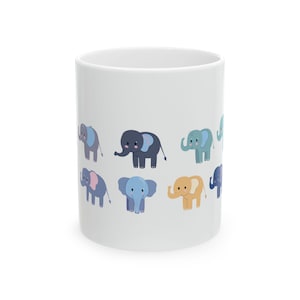 Cute Elephant Ceramic Mug for Animal Lovers, Gift for Kids, Coffee Lovers, Birthday, Nursery Decor, Elephant Theme
