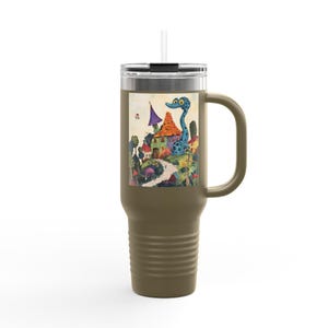 Colorful Insulated Travel Mug with Straw, Perfect for Adventurers, 40oz Travel Mug, Unique Gifts for Her, Custom Coffee Cup, Summer Sipping
