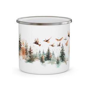 Rustic Enamel Camping Mug - Nature-Inspired Travel Mug, Outdoor Adventure Drinkware, Bird Lover Gift, Hiking Accessories, Camping Essentials