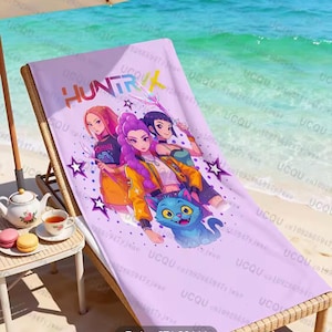 Kpop Demon Hunter Girls Handtuch für Mädchen, Kinder, perfekt für Sommer,Badewanne,Duschen, Schwimmbad