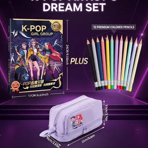 KPOP Huntergirls Malbuch+Buntstifte+Etui