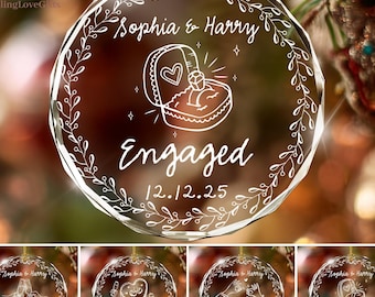 Custom Engagement Ornament, Engagement Christmas Ornament, Engaged Ornament, Newlywed Gift For Couple, Wedding Keepsake Ornament,Fiance Gift