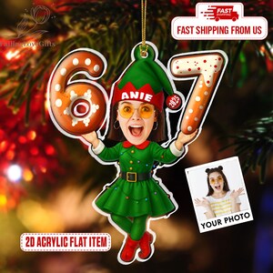 67 Ornament, Six Seven Ornament, Funny Photo 67 Christmas Ornament, 67 Meme Ornament, Teen Slang Ornament, Funny Teenager Gift image 7