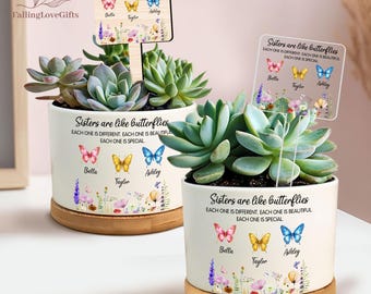 Personalized Sister Are Like Butterflies Plant Pot, sister butterfly Plant Pot, Birthday Gifts For Sister, Sister Gifts, Soul Sister Pot