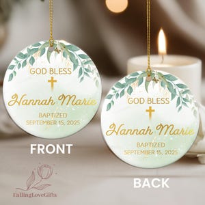 Personalized Baptism Ceramic Ornament, Baptism Gifts, New Baby Gift, God Bless Christening Ornament Gift For Girls Boys, Goddaughter Gift