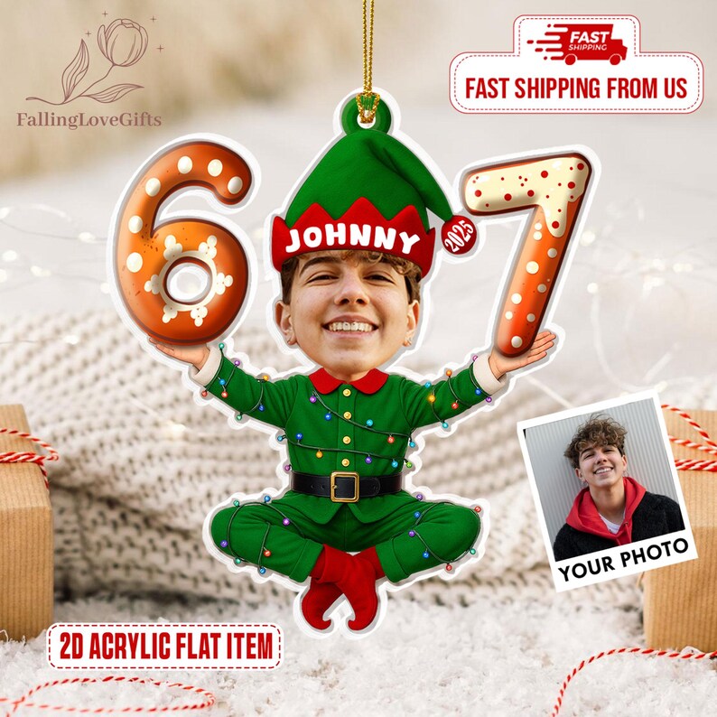 67 Ornament, Six Seven Ornament, Funny Photo 67 Christmas Ornament, 67 Meme Ornament, Teen Slang Ornament, Funny Teenager Gift image 15