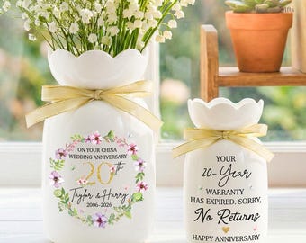 Personalised China Wedding Anniversary Flower vase, 20th Wedding Anniversary Gift, 20th Anniversary gift, China Anniversary Gift, 20th Gift