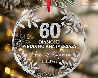 Personalized 60th Anniversary Gift, Diamond 60th Wedding Anniversary Gift, 60th Wedding Anniversary Ornament, Gift for Husband Wife Parents