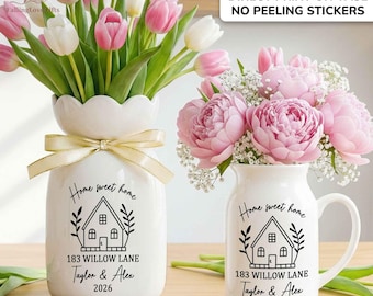 Personalised First Home Gift, Custom Flower Vase for New Home Occasion, Housewarming Gift For Couple, Owners Gift, Moving In Gift for Friend