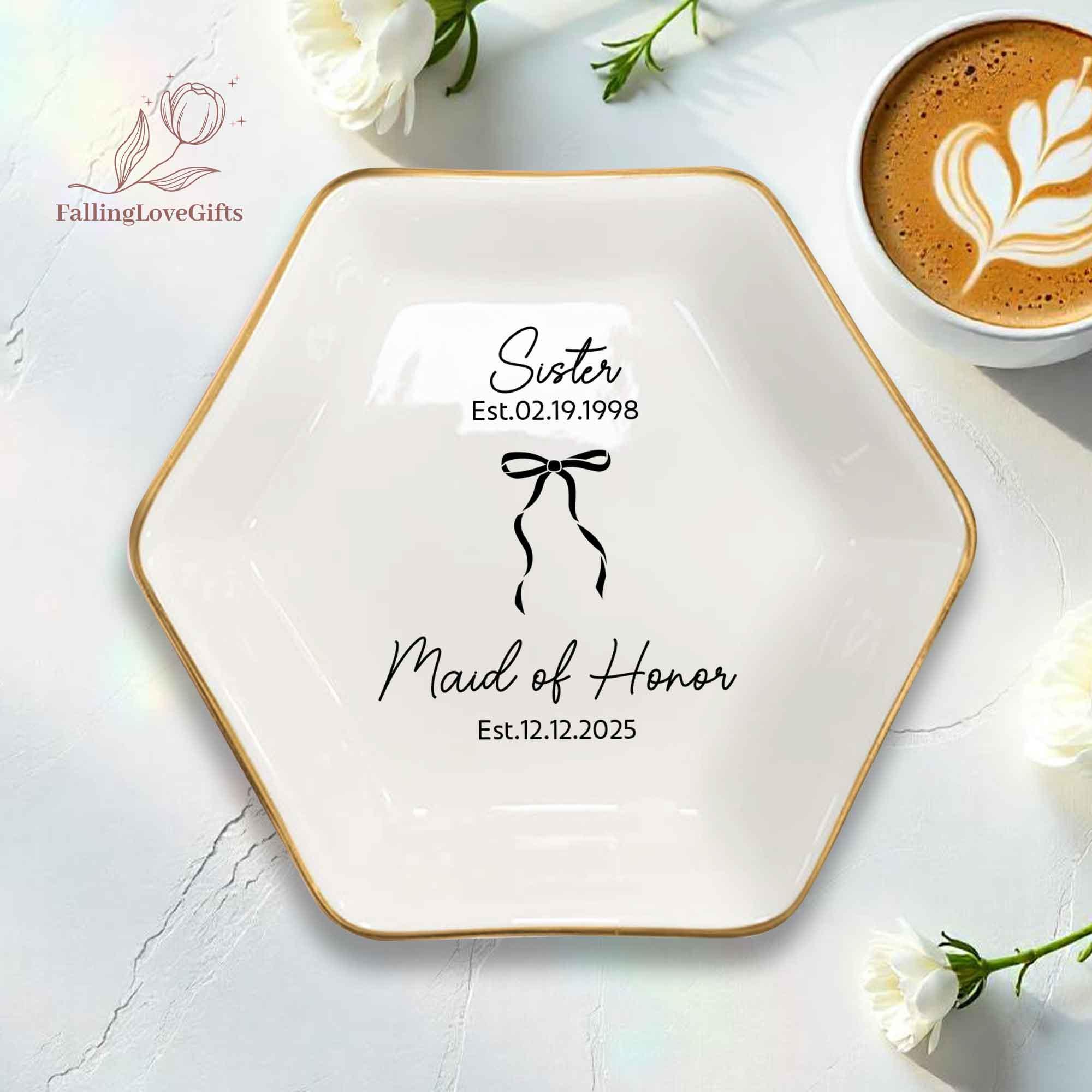 Maid of Honor Proposal Gifts Jewelry Tray, Sister Maid of Honor Jewelry Tray, Maid of Honor Gift,Personalized Year Established Maid of Honor