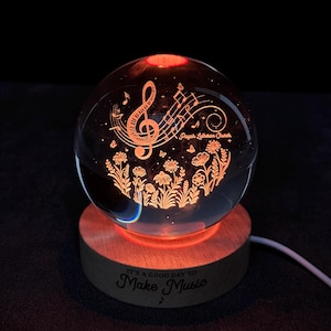 Personalized Music Teacher Crystal Ball Led Light, Music Teacher Night Light, Music Teacher Gifts, Piano Teacher Gifts, Teacher Appreciation immagine 16