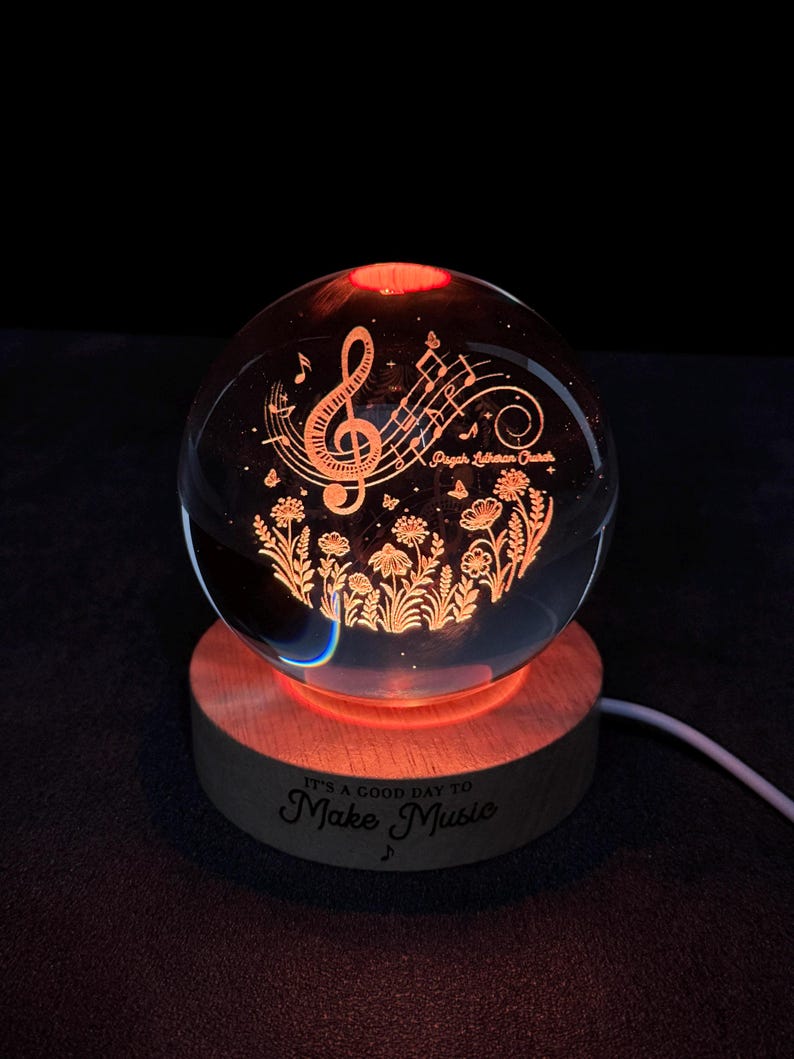 Personalized Music Teacher Crystal Ball Led Light, Music Teacher Night Light, Music Teacher Gifts, Piano Teacher Gifts, Teacher Appreciation immagine 16