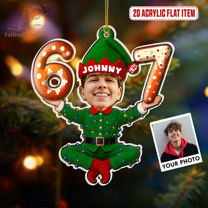 67 Ornament, Six Seven Ornament, Funny Photo 67 Christmas Ornament, 67 Meme Ornament, Teen Slang Ornament, Funny Teenager Gift image 14