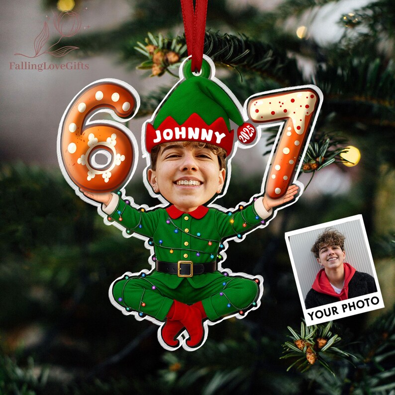 67 Ornament, Six Seven Ornament, Funny Photo 67 Christmas Ornament, 67 Meme Ornament, Teen Slang Ornament, Funny Teenager Gift image 10