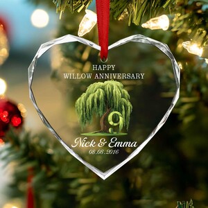 9th Anniversary Willow Ornament, Willow Tree 9 Year Anniversary Gift, 9th Anniversary Gift, Wedding Anniversary Gift For Her, Couples Gifts
