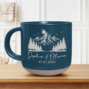Personalized Engraved Engagement Pottery Mug, Wedding Gift for Couple, Bridal Shower Gift, Newly Engaged Gift, Engagement Gift, Couple Gift