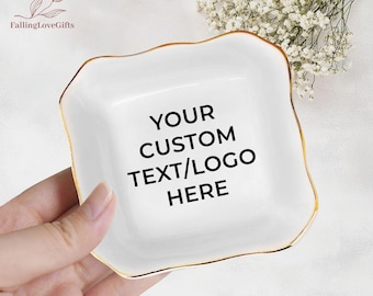 Personalized Jewelry Dish – Custom Text or Logo Ring Tray – Bridesmaid, Wedding, Business Gift, Logo Plate, Custom Keepsake